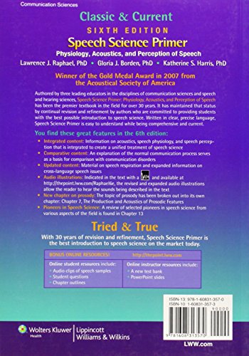 Speech Science Primer: Physiology, Acoustics, and Perception of Speech — back cover