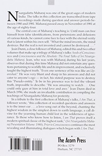 Prior to Consciousness: Talks with Sri Nisargadatta Maharaj