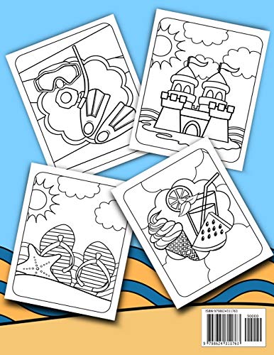 Summer Beach Coloring Book: A Kids Day at the Beach, Summer Vacation Beach Theme Coloring Book for Preschool & Elementary Little Boys & Girls Ages 4 to 8