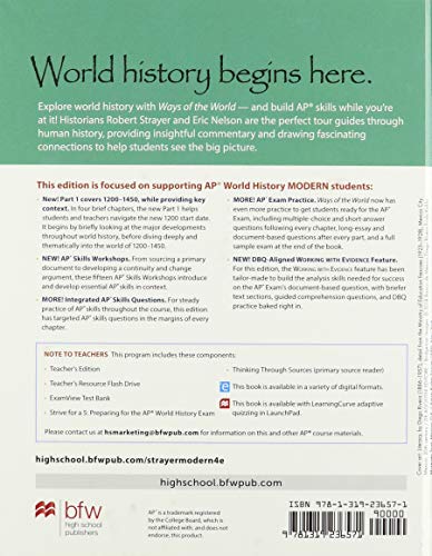 1200 Update Ways of the World with Sources for the AP Modern Course — back cover