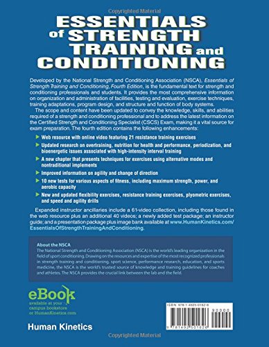 Essentials of Strength Training and Conditioning — back cover