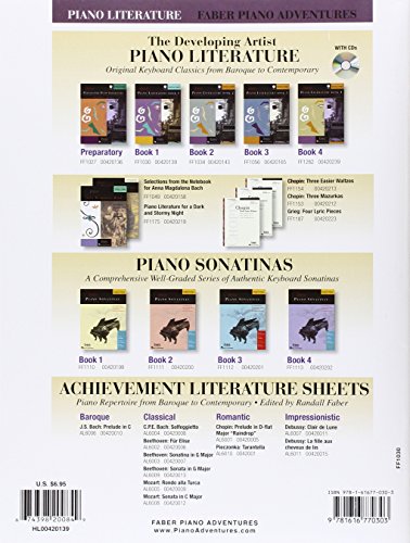 Piano Literature - Book 1 Developing Artist Original Keyboard Classics Book/Online Audio