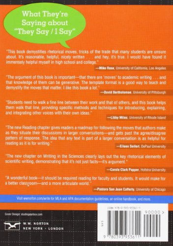 They Say, I Say: The Moves That Matter in Academic Writing — back cover