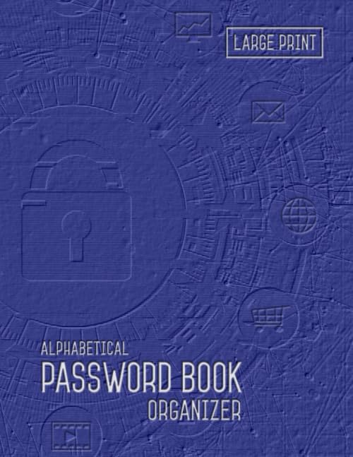 Password Book Organizer Alphabetical: 8.5 x 11 Password Notebook with Tabs Printed Smart Blue Design