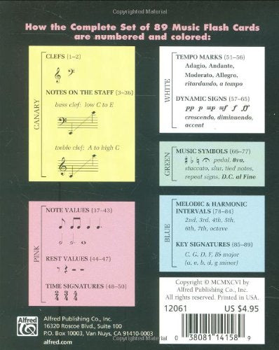 Complete Color Coded Flash Cards for All Beginning Music Students — back cover