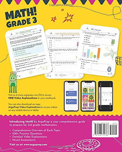 Introducing MATH! Grade 3 by ArgoPrep: 600+ Practice Questions + Comprehensive Overview of Each Topic + Detailed Video Explanations Included | 3rd ... (Introducing MATH! Series by ArgoPrep)