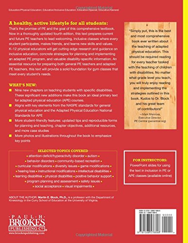 A Teacher's Guide to Adapted Physical Education: Including Students With Disabilities in Sports and Recreation, Fourth Edition — back cover