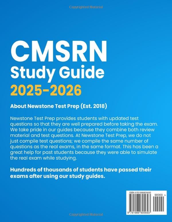 CMSRN Study Guide 2025-2026: Complete Review 900 Questions and Detailed Answer Explanations for the Medical-Surgical Registered Nurse Certification Exam (6 Full-Length Exams)