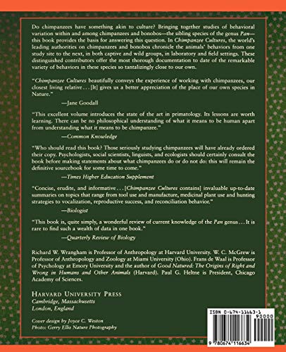 Chimpanzee Cultures — back cover