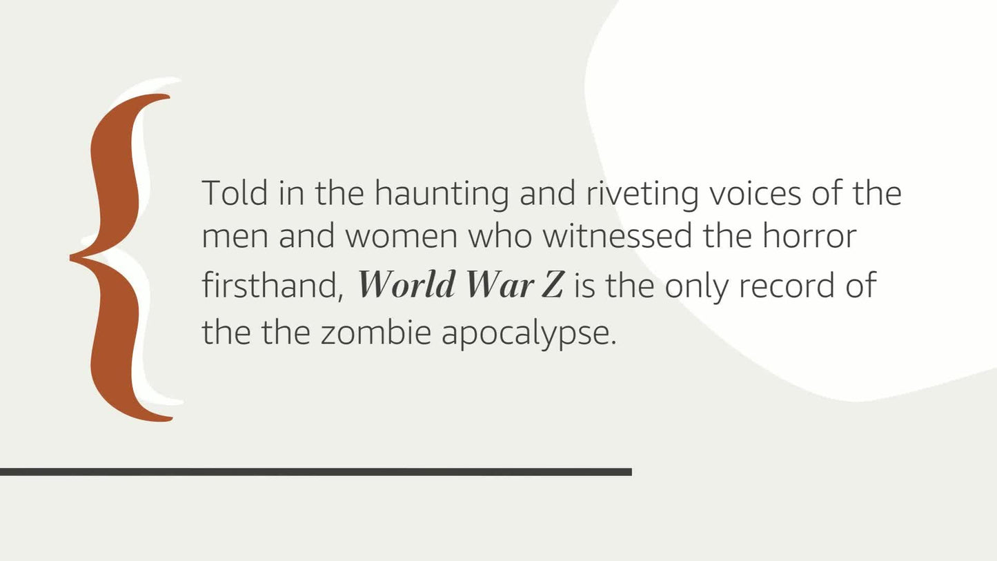 World War Z: An Oral History of the Zombie War by Brooks, Ma