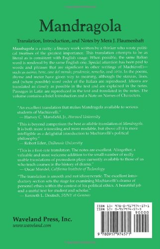 Mandragola — back cover