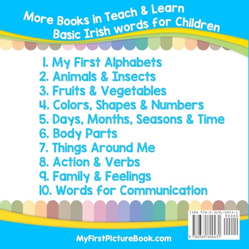 My First Irish Alphabets Picture Book with English Translations: Bilingual Early Learning & Easy Teaching Irish Books for Kids (Teach & Learn Basic Irish words for Children)