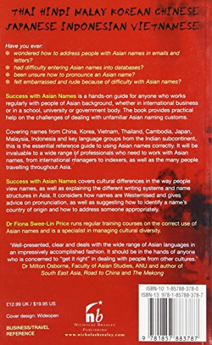 Success with Asian Names: A Practical Guide for Business and Everyday life — back cover