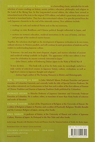 Sources of Japanese Tradition, Volume One: From Earliest Times to 1600 — back cover