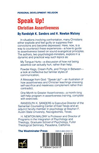 Speak Up!: Christian Assertiveness — back cover