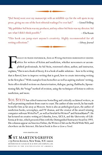 Stein On Writing: A Master Editor of Some of the Most Successful Writers of Our Century Shares His Craft Techniques and Strategies