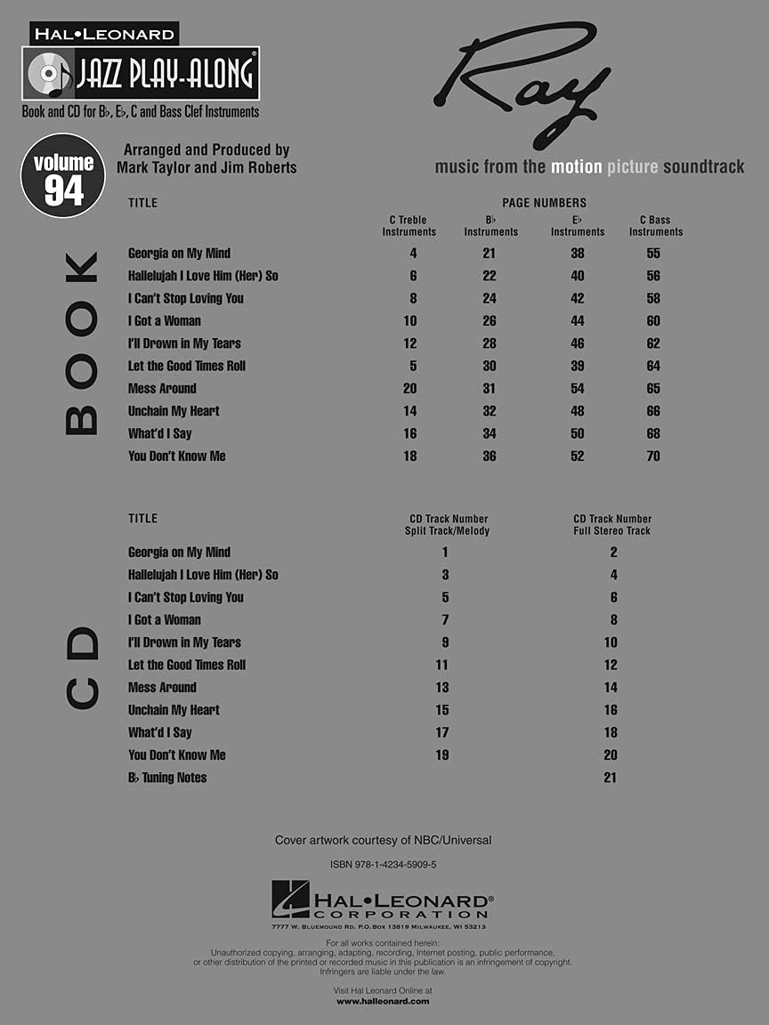 Ray: Jazz Play-Along Volume 94 (Jazz Play-along, 94)