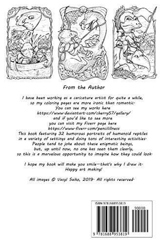 REPTILOIDS: Pocket Size Coloring Book featuring 48 fantastic creatures in 32 drawings 5.25"x8" for cheerful coloring by adults and teens
