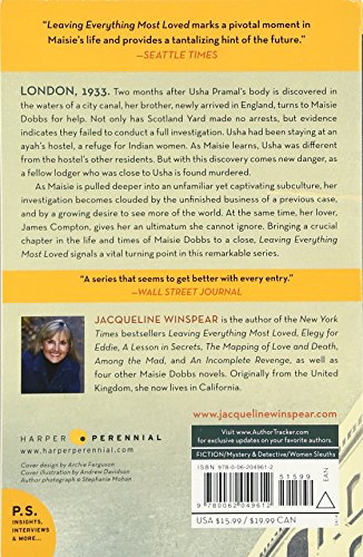 Leaving Everything Most Loved (Maisie Dobbs) — back cover