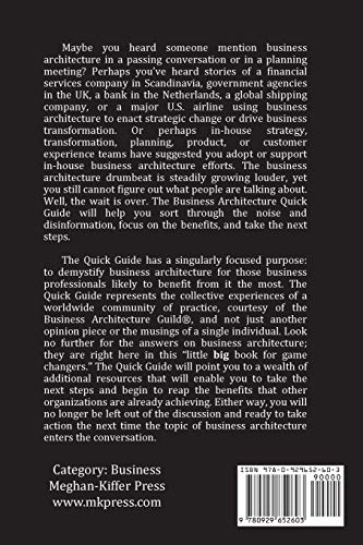 The Business Architecture Quick Guide: A Brief Guide for GameChangers — back cover