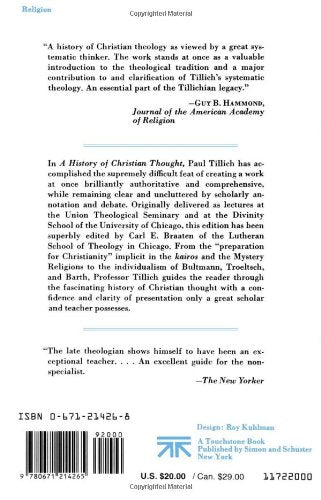 A History of Christian Thought (Touchstone Books) — back cover