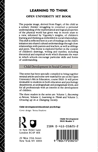 Learning to Think (Child Development in Social Context)