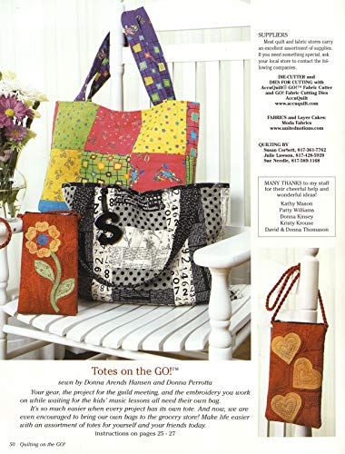 Quilting on the Go (Design Originals) Patterns for Easy Die-Cutting with the AccuQuilt GO! (TM) Fabric Cutter Machine and Dies to Make Quilts, Place Mats, Pillows, Table Runners, Aprons, Totes, & More