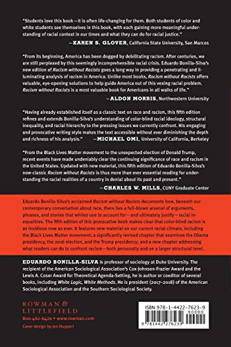 Racism without Racists: Color-Blind Racism and the Persistence of Racial Inequality in America — back cover