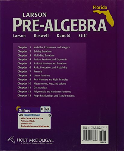 Holt McDougal Pre-Algebra: Student Edition 2011
