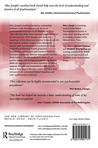 Psychic Equilibrium and Psychic Change (The New Library of Psychoanalysis) — back cover
