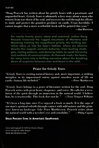 Grizzly Years: In Search of the American Wilderness — back cover