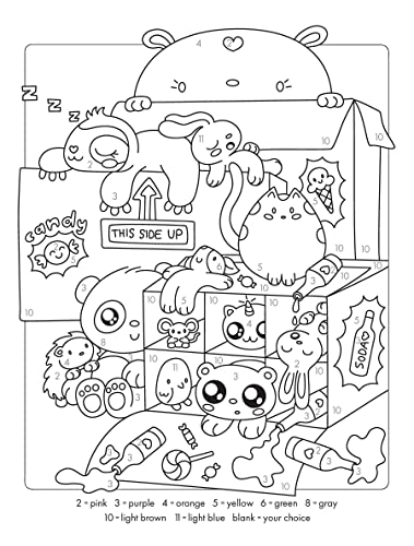 Cute Kawaii Color by Number (Dover Kids Coloring Books)