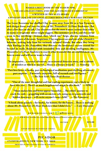 Mr. Penumbra's 24-Hour Bookstore: A Novel — back cover