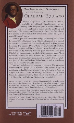 The Interesting Narrative of the Life of Olaudah Equiano, or Gustavus Vassa, the African, Written by Himself: An Authoritative Text — back cover