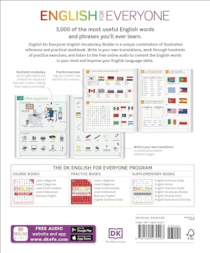 English for Everyone: Vocabulary Builder: An ESL Book of Over 3,000 English Words and Phrases — back cover