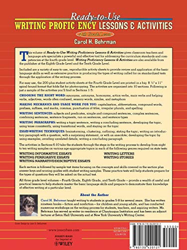 Ready-to-Use Writing Proficiency Lessons and Activities: 4th Grade Level