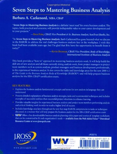 Seven Steps to Mastering Business Analysis by Carkenord, Bar