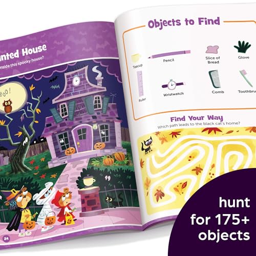 Halloween Hidden Pictures Puffy Sticker Playscenes: Over 50 Reusable Halloween Stickers to Decorate, Find Over 175 Hidden Objects, Solve Mazes and More (Highlights Puffy Sticker Playscenes)