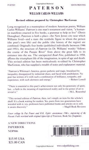 Paterson (New Directions Paperback 806 806) — back cover