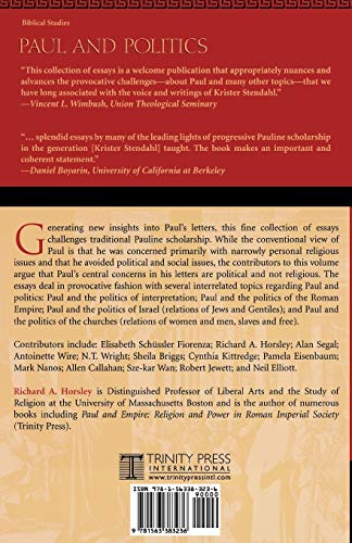 Paul and Politics: Ekklesia, Israel, Imperium, Interpretation — back cover