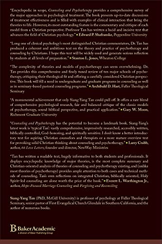 Counseling and Psychotherapy: A Christian Perspective — back cover