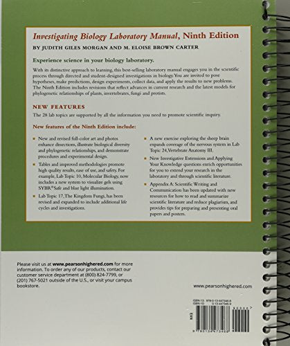 Investigating Biology Laboratory Manual by Morgan, Judith