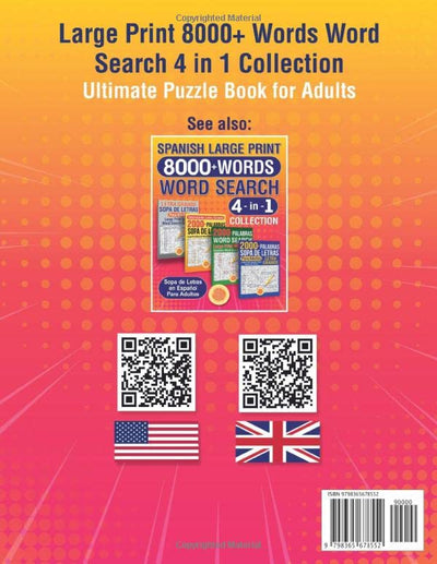 Large Print 8000+ Words Word Search 4 in 1 Collection: Ultimate Puzzle Book for Adults
