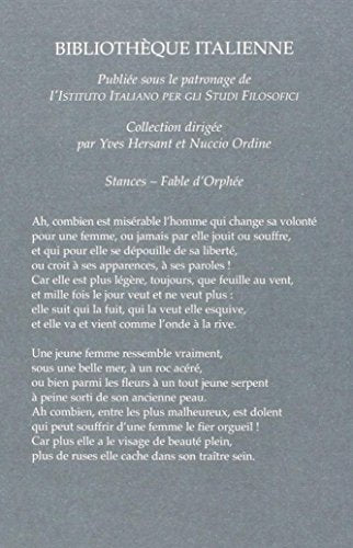 Stances / Stanze et Fable d'Orphée / Fabula di Orfeo (Bibliotheque Italienne) (French Edition)