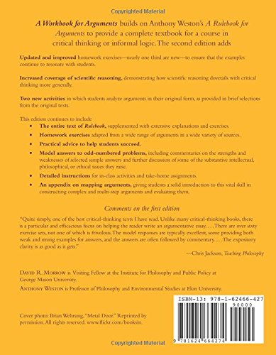 A Workbook for Arguments, Second Edition: A Complete Course in Critical Thinking — back cover