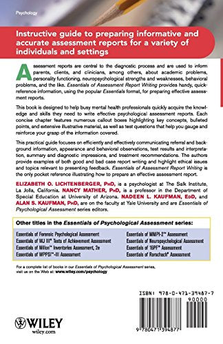 Essentials of Assessment Report Writing — back cover