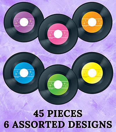 Carson Dellosa 45-Piece Colorful Vinyl Records Bulletin Board Cutouts, Colorful Vinyl Records Cut outs for Bulletin Board, Paper Records, Music Classroom Décor, Record Party Decorations