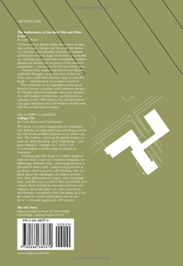 The Mathematics of the Ideal Villa and Other Essays — back cover