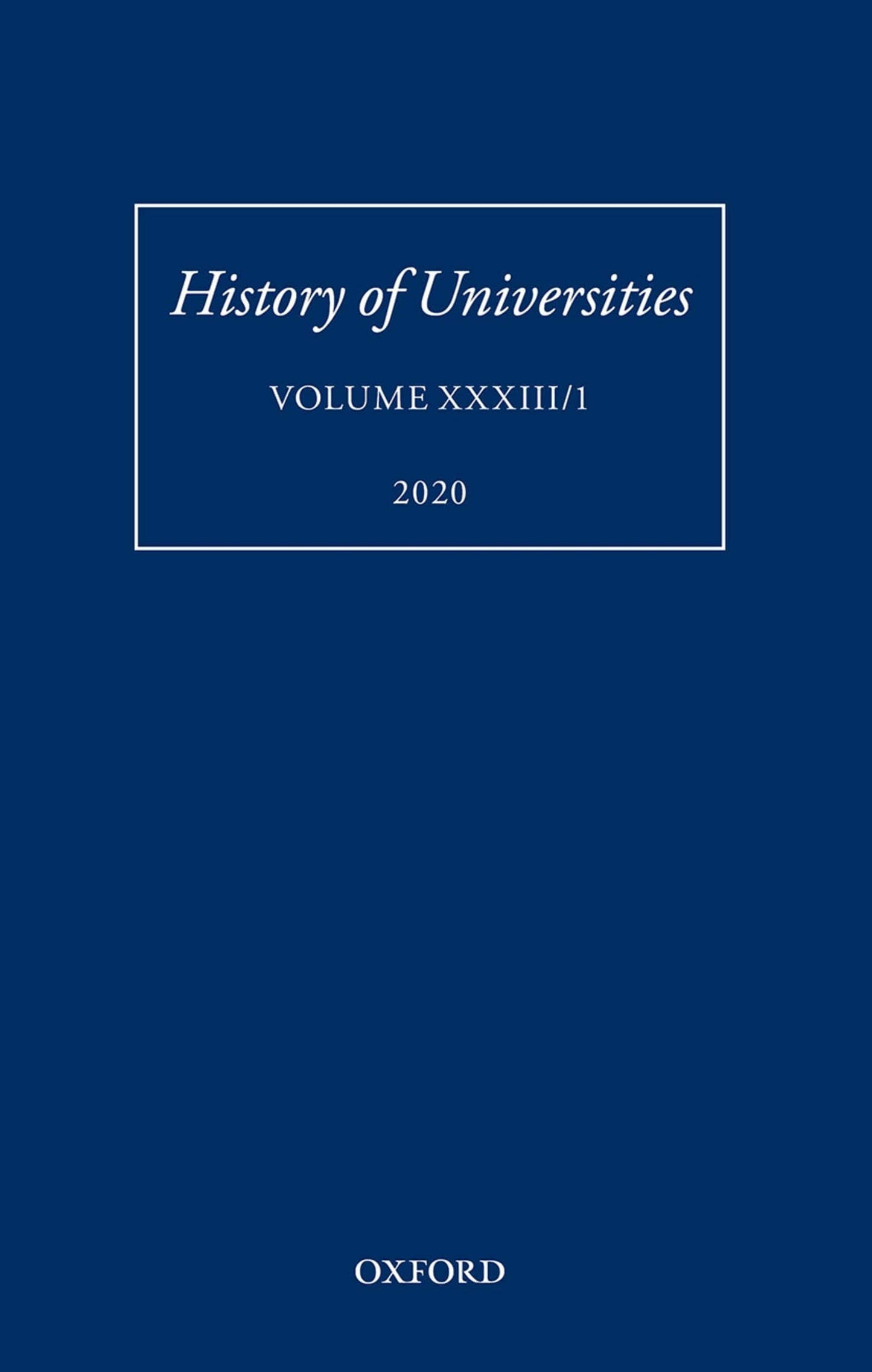 History of Universities XXXIII/1 (History of Universities Series)