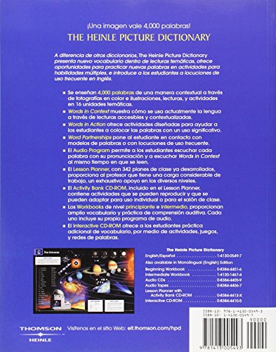 The Heinle Picture Dictionary - English/Spanish Edition — back cover